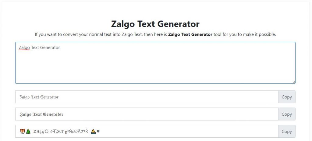 Zalgo Text Generator Online Tool