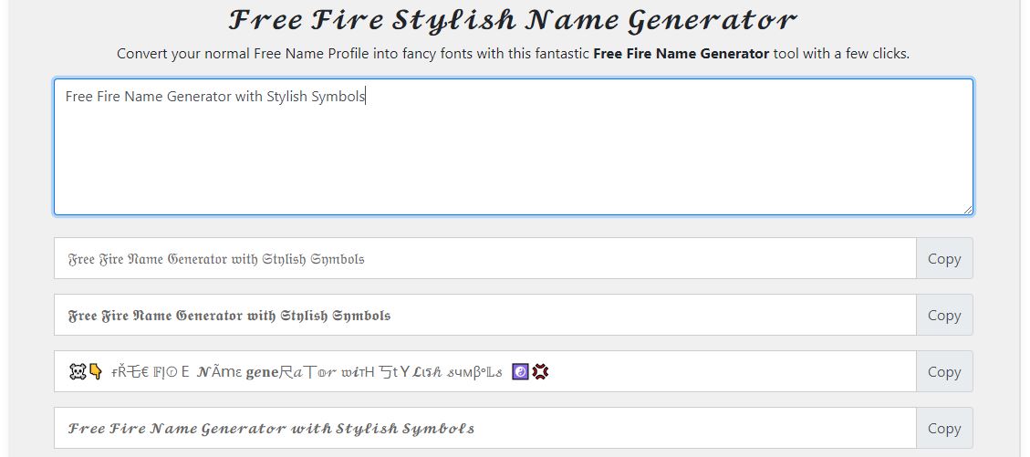 Free Fire Name Generator with Stylish Symbols (Copy & Paste)
